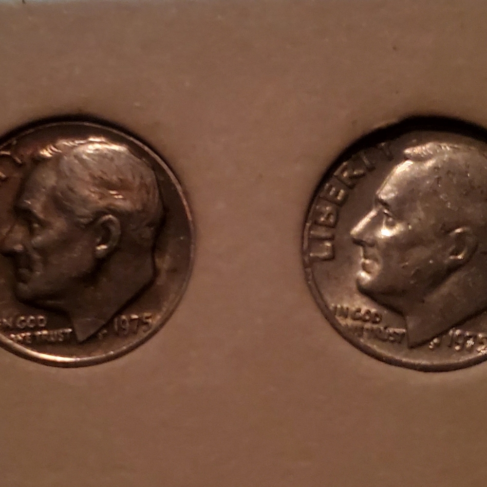 Two 1975 s no s dimes
